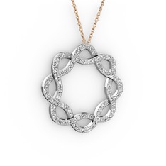 Lienna Kolye - Beyaz zirkon 8 ayar beyaz altın kolye (40 cm gümüş rolo zincir) #9kxwjn