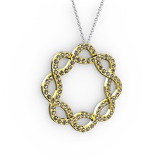 Lienna Kolye - Dumanlı kuvars 14 ayar altın kolye (40 cm beyaz altın rolo zincir) #d5cjnd