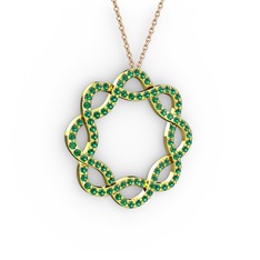 Lienna Kolye - Yeşil kuvars 925 ayar altın kaplama gümüş kolye (40 cm rose altın rolo zincir) #emtfa5