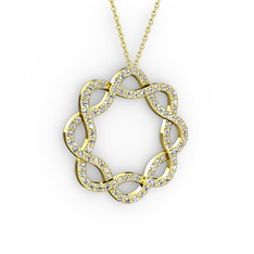 Lienna Kolye - Beyaz zirkon 18 ayar altın kolye (40 cm altın rolo zincir) #g9pats