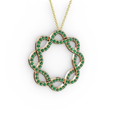 Lienna Kolye - Yeşil kuvars 925 ayar rose altın kaplama gümüş kolye (40 cm altın rolo zincir) #jwjlqf