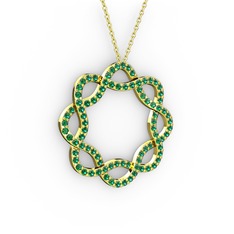 Lienna Kolye - Yeşil kuvars 14 ayar altın kolye (40 cm altın rolo zincir) #kgl4s4