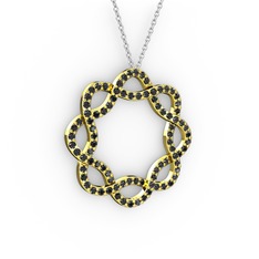 Lienna Kolye - Siyah zirkon 8 ayar altın kolye (40 cm beyaz altın rolo zincir) #pzw00o