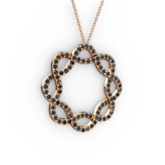 Lienna Kolye - Siyah zirkon 925 ayar rose altın kaplama gümüş kolye (40 cm gümüş rolo zincir) #tahx5r