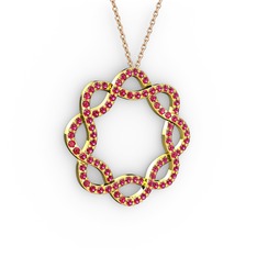Lienna Kolye - Rodolit garnet 8 ayar altın kolye (40 cm rose altın rolo zincir) #woo3f8