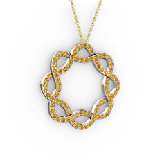 Lienna Kolye - Sitrin 18 ayar beyaz altın kolye (40 cm gümüş rolo zincir) #yuuw65