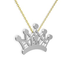 Kraliçe Kolye - 14 ayar beyaz altın kolye (40 cm altın rolo zincir) #16ddgch
