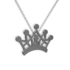 Kraliçe Kolye - 925 ayar siyah rodyum kaplama gümüş kolye (40 cm beyaz altın rolo zincir) #1a99a5t