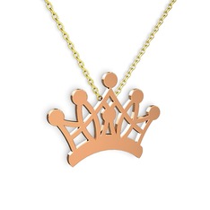 Kraliçe Kolye - 14 ayar rose altın kolye (40 cm altın rolo zincir) #2jnorn