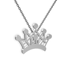 Kraliçe Kolye - 18 ayar beyaz altın kolye (40 cm gümüş rolo zincir) #32uikw