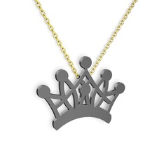 Kraliçe Kolye - 925 ayar siyah rodyum kaplama gümüş kolye (40 cm altın rolo zincir) #t5w2e5