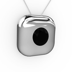 Moria Tektaş Kolye - Siyah zirkon 925 ayar gümüş kolye (40 cm beyaz altın rolo zincir) #19vkku8