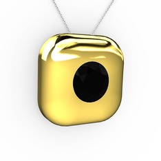 Moria Tektaş Kolye - Siyah zirkon 18 ayar altın kolye (40 cm gümüş rolo zincir) #1qes0kb