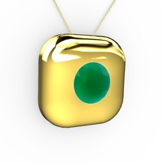 Moria Tektaş Kolye - Kök zümrüt 18 ayar altın kolye (40 cm altın rolo zincir) #4j7nfq