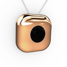 Moria Tektaş Kolye - Siyah zirkon 14 ayar rose altın kolye (40 cm gümüş rolo zincir) #h20qxq