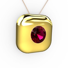 Moria Tektaş Kolye - Rodolit garnet 14 ayar altın kolye (40 cm rose altın rolo zincir) #sn248l