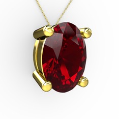 Garnet 14 ayar altın kolye (40 cm altın rolo zincir)