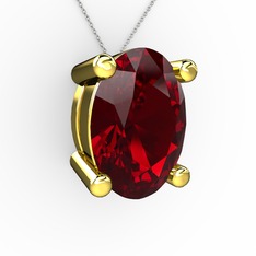 Garnet 8 ayar altın kolye (40 cm gümüş rolo zincir)