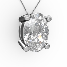 Oval Kolye - Swarovski 8 ayar beyaz altın kolye (40 cm gümüş rolo zincir) #csiaak