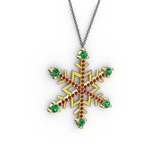 Aloin Kar Tanesi Kolye - Yeşil kuvars ve garnet 14 ayar altın kolye (40 cm gümüş rolo zincir) #14f4ctu