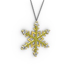 Aloin Kar Tanesi Kolye - Beyaz zirkon ve peridot 14 ayar altın kolye (40 cm gümüş rolo zincir) #1gb0ulm