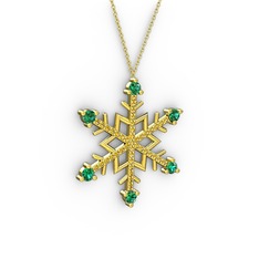 Aloin Kar Tanesi Kolye - Yeşil kuvars ve sitrin 8 ayar altın kolye (40 cm altın rolo zincir) #hsc099