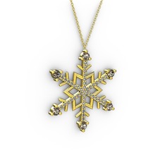 Aloin Kar Tanesi Kolye - Dumanlı kuvars 8 ayar altın kolye (40 cm gümüş rolo zincir) #zx8irf