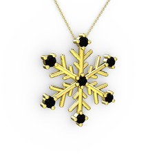 Lael Kar Tanesi Kolye - Siyah zirkon 14 ayar altın kolye (40 cm altın rolo zincir) #14g9x4v