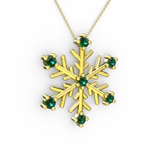 Lael Kar Tanesi Kolye - Yeşil kuvars 18 ayar altın kolye (40 cm altın rolo zincir) #14uiddi