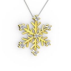 Lael Kar Tanesi Kolye - Beyaz zirkon 8 ayar altın kolye (40 cm gümüş rolo zincir) #15z3lhy