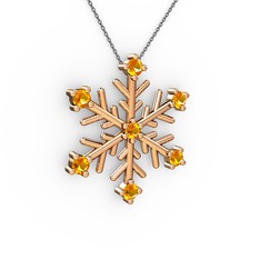 Lael Kar Tanesi Kolye - Sitrin 14 ayar rose altın kolye (40 cm gümüş rolo zincir) #1kzzeys
