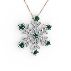 Lael Kar Tanesi Kolye - Yeşil kuvars 14 ayar beyaz altın kolye (40 cm gümüş rolo zincir) #1rjjsks