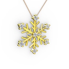 Lael Kar Tanesi Kolye - Beyaz zirkon 8 ayar altın kolye (40 cm gümüş rolo zincir) #1wo812r