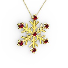 Lael Kar Tanesi Kolye - Garnet 925 ayar altın kaplama gümüş kolye (40 cm altın rolo zincir) #1x0sja6
