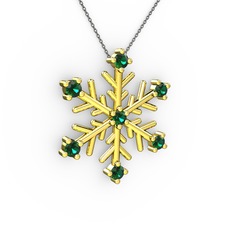 Lael Kar Tanesi Kolye - Yeşil kuvars 14 ayar altın kolye (40 cm gümüş rolo zincir) #2o6n4l