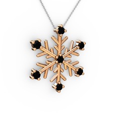 Lael Kar Tanesi Kolye - Siyah zirkon 18 ayar rose altın kolye (40 cm gümüş rolo zincir) #kkybv4