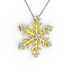 Lael Kar Tanesi Kolye - Beyaz zirkon 14 ayar altın kolye (40 cm gümüş rolo zincir) #lbvaqt