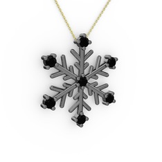 Lael Kar Tanesi Kolye - Siyah zirkon 925 ayar siyah rodyum kaplama gümüş kolye (40 cm altın rolo zincir) #mw2l25