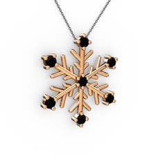 Lael Kar Tanesi Kolye - Siyah zirkon 18 ayar rose altın kolye (40 cm gümüş rolo zincir) #q27qw3
