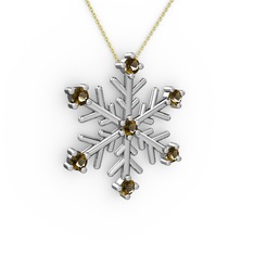 Lael Kar Tanesi Kolye - Dumanlı kuvars 8 ayar beyaz altın kolye (40 cm altın rolo zincir) #vrhrhx