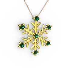 Lael Kar Tanesi Kolye - Yeşil kuvars 14 ayar altın kolye (40 cm gümüş rolo zincir) #z528sj