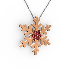 Vande Kar Tanesi Kolye - Garnet 18 ayar rose altın kolye (40 cm gümüş rolo zincir) #10skcrl