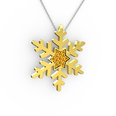 Vande Kar Tanesi Kolye - Sitrin 18 ayar altın kolye (40 cm gümüş rolo zincir) #13thhda