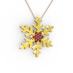 Vande Kar Tanesi Kolye - Rodolit garnet 18 ayar altın kolye (40 cm rose altın rolo zincir) #1fzb9pk