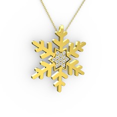 Vande Kar Tanesi Kolye - Beyaz zirkon 18 ayar altın kolye (40 cm altın rolo zincir) #1jsd3bf