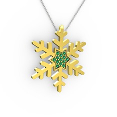 Vande Kar Tanesi Kolye - Yeşil kuvars 14 ayar altın kolye (40 cm beyaz altın rolo zincir) #1mxc3h