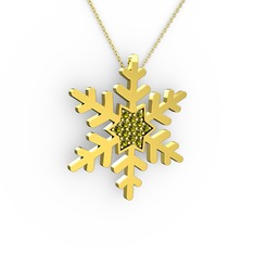 Vande Kar Tanesi Kolye - Peridot 8 ayar altın kolye (40 cm gümüş rolo zincir) #1symjlf