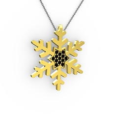 Vande Kar Tanesi Kolye - Siyah zirkon 14 ayar altın kolye (40 cm gümüş rolo zincir) #1tqh9qi