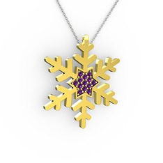 Vande Kar Tanesi Kolye - Ametist 14 ayar altın kolye (40 cm beyaz altın rolo zincir) #3ut45n