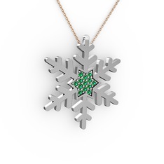 Vande Kar Tanesi Kolye - Yeşil kuvars 14 ayar beyaz altın kolye (40 cm gümüş rolo zincir) #bw4vcd